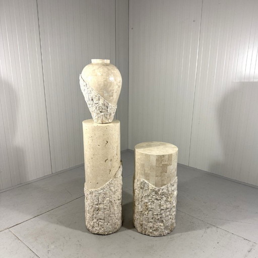 Travertijn Mactan Stenen Zuilen & Vaas 1980's