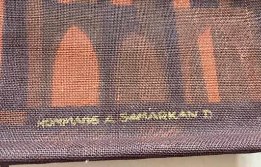 Eerbetoon aan Samarkand - Jürgen Schöbel - jaren 1960 - midden van de 20e eeuw – wanddecoratie, Textile, Wood (photo 2 of 6)