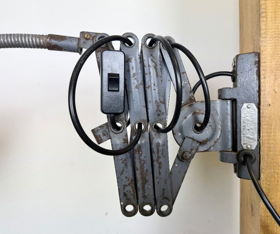 Image 1 of Grey Industrial Scissor Wall Lamp from Elektroinstala, 1960s