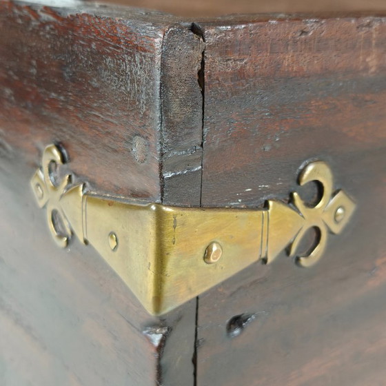 Image 1 of 18th-century Dutch VOC colonial chest with brass fittings