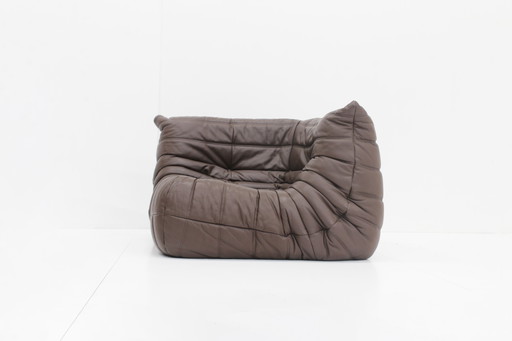 Togo Ligne Roset Hoek Fauteuil Bruin Leder