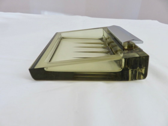 Image 1 of Wall-mounted soap dish in Murano glass and chrome-plated brass, Italy, 1970s