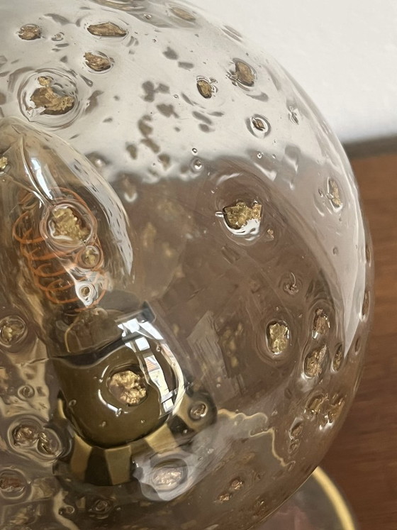 Image 1 of Vintage Bubble Glass Table Lamp Mid-Century with Gold Elements