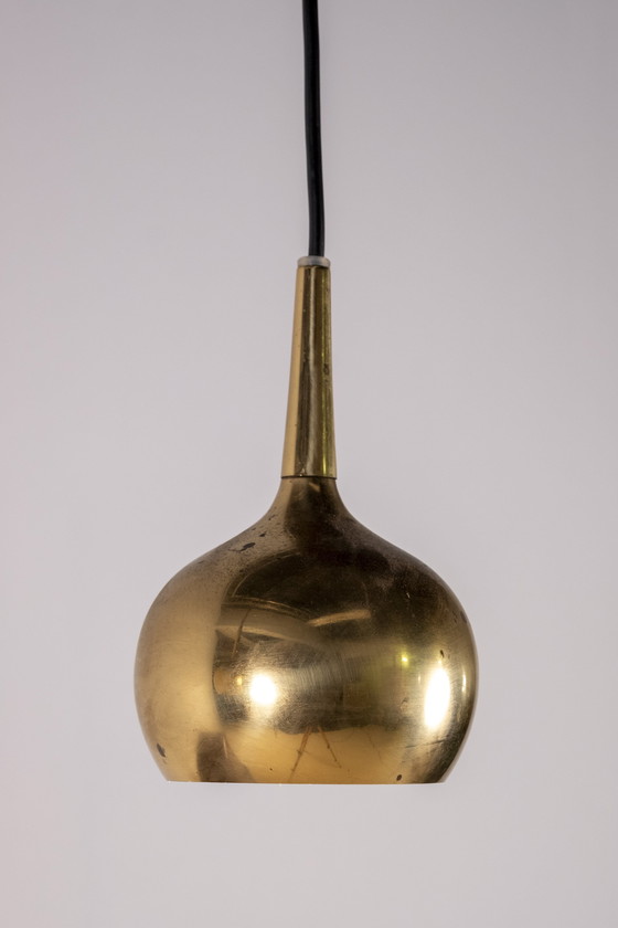 Image 1 of 2x Hans Agne Jakobsson Brass Pendant Lamp, 1960s Sweden