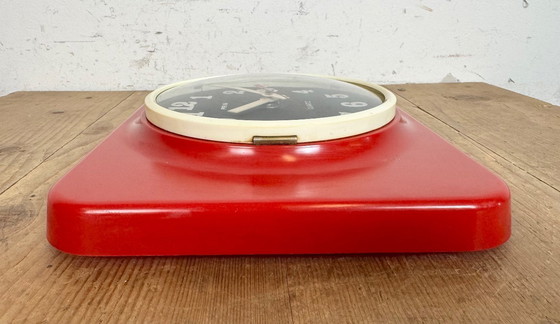 Image 1 of Vintage Red Plastic Wall Clock from Prim, 1970s