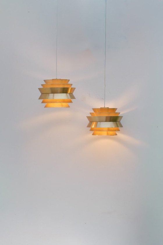 Lampade a sospensione Trava in metallo color ottone di Carl Thore, Svezia, prodotte da Granhaga – Applique (photo 9 of 13)
