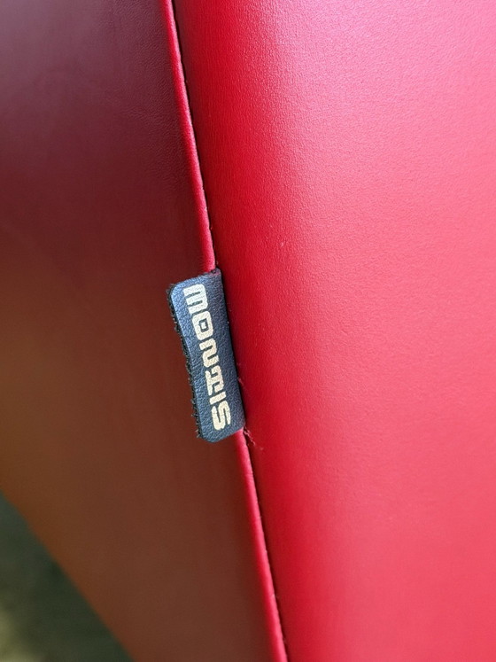 Montis Kubik sofa + armchair – very good condition – red leather – Seating area (photo 2 of 5)