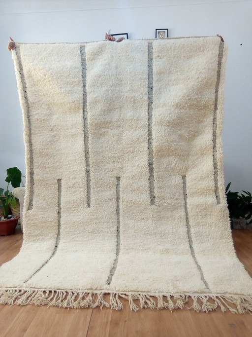 Beni Ourain - Handgeknüpfter weißer Berberteppich 2/3 m – vloerkleden en tapijten, Wool