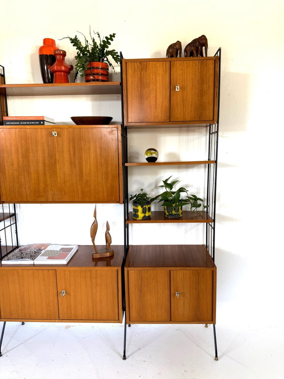 Sistema a parete modulare vintage autoportante, Köch Möbel ‘60 – Armadi a muro, Legno, Metallo (photo 5 of 15)