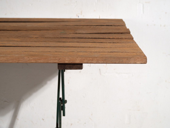 Vintage Folding Garden Table in Wood and Iron, Central Europe, circa 1950, Green, Rustic (photo 6 of 10)