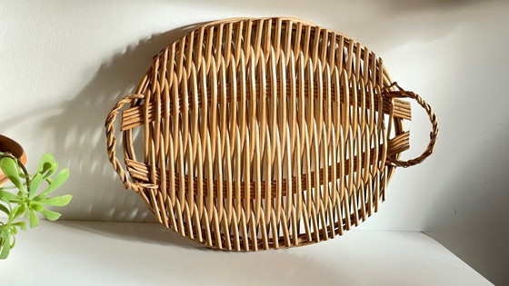 Image 1 of Vassoio di presentazione in rattan vintage