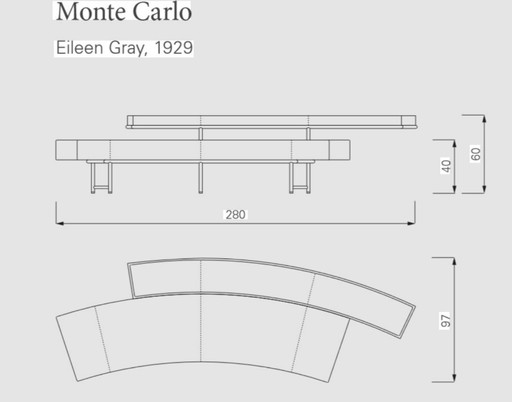 Eileen Gray „Monte Carlo“, 1980, schwarzes Leder