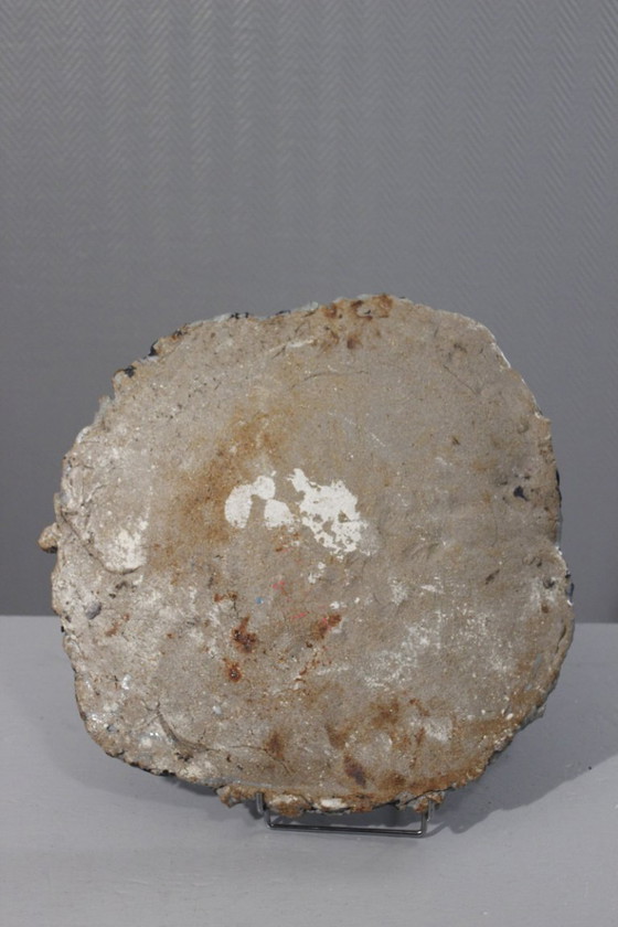 Image 1 of Large Glazed Stoneware Dish Polychrome Art Brut Abstract Brutalist XXth Century