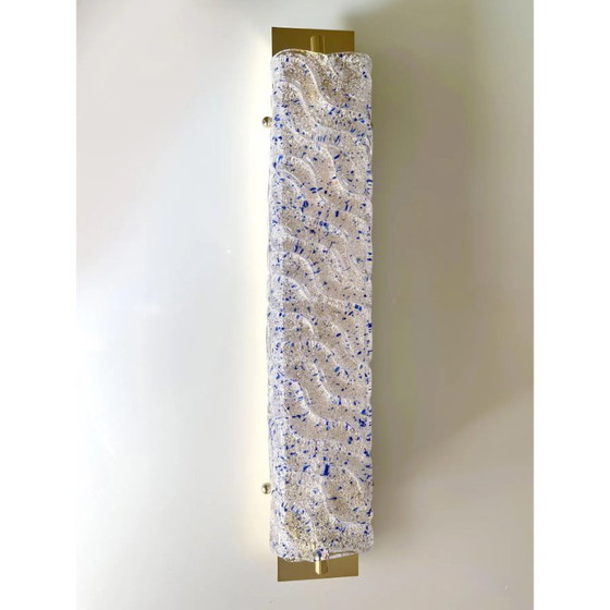 Image 1 of Hochwertige goldene Wandleuchte, passend zu blauem „Graniglia“-Muranoglas