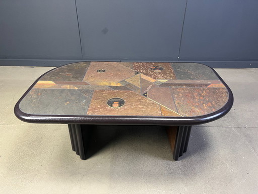 Brutalist slate stone coffee table, 1980s
