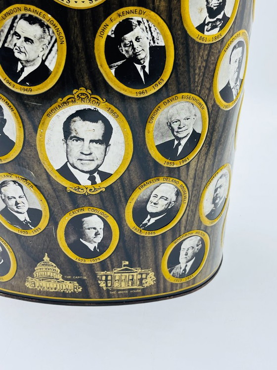 Cestino per la carta straccia vintage in metallo di J.L. Clark, Presidents – JL Clark, Oggetti decorativi (photo 5 of 15)