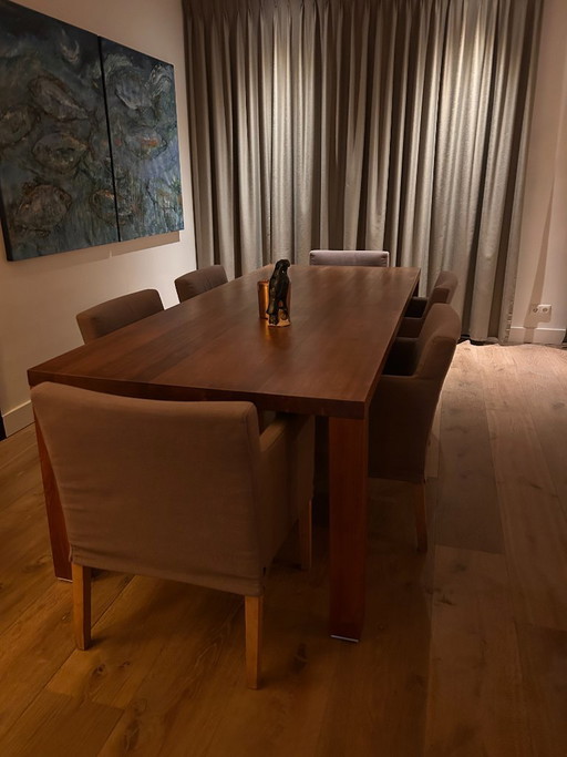 RIVA Esstisch von 1920 mit 6 Stühlen – Riva 1920, eetkamerset, Textile, Wood
