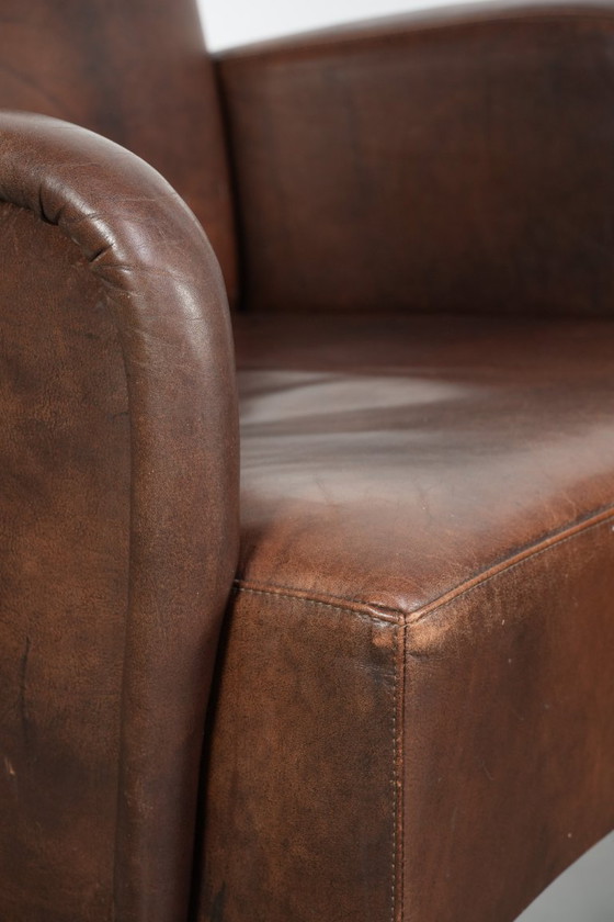 Image 1 of 4 chaises de salle à manger/d'appoint magnifiquement finies avec accoudoirs en cuir de vachette