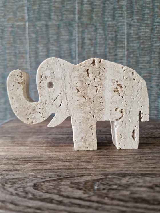 Image 1 of Éléphant vintage en travertin - Enzo Mari pour Fratelli Mannelli