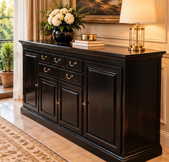 SELVA Made in Italy – Elegant Black & Gold Sideboard / Dressoir – Wood (photo 3 of 5)