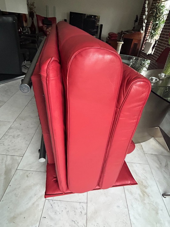 Rolf Benz 6500 Driezitsbank Rood Leer – 3-5 zitsbanken, Leather, rvs (photo 12 of 15)