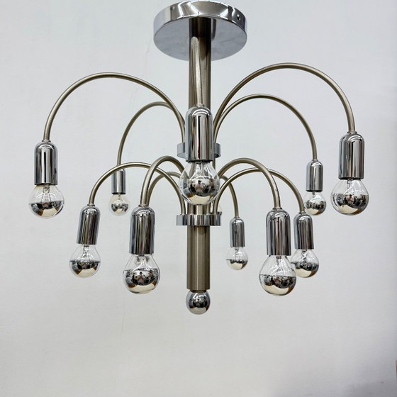 Image 1 of Lampada da soffitto vintage in ottone cromato di Sciolari, anni '70
