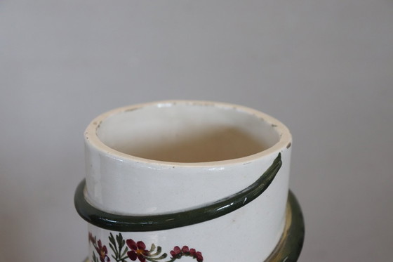 Image 1 of Majestic Ceramic Vase with Eagle and Crocodile, Italy Early 20th Century