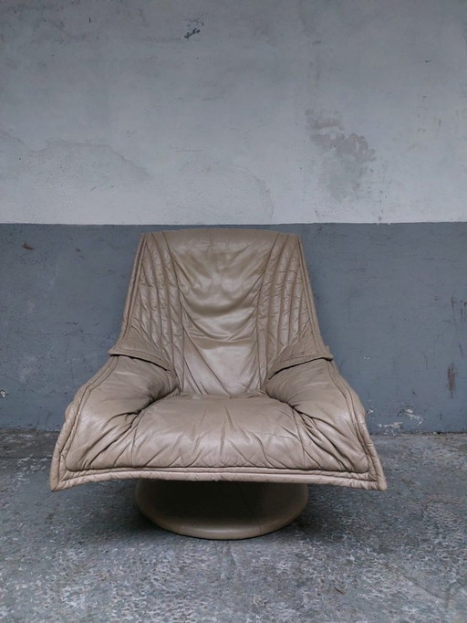 poltrona relax in pelle grigia, 1980