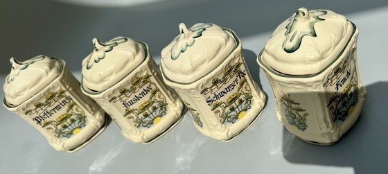 Image 1 of Heer - Tea container/box (4) - ceramic - hand-painted Germany - - 1960-1970