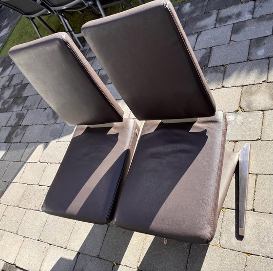 Two design dining chairs, Musterring, Leather, Chrome, Brown (photo 7 of 14)