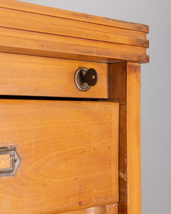 Image 1 of Vintage 50s Wooden Filing Cabinet with 33 Drawers, Design by A. Gorgone