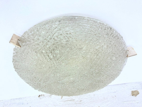 Image 1 of  Lampada da soffitto in vetro degli anni '70 di Kaiser Hollywood Regency