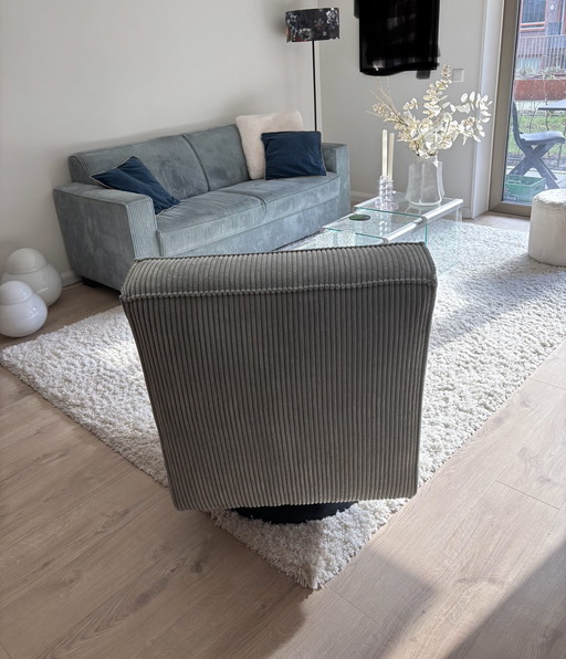 Three-seater sofa & swivel armchair
