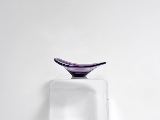 Élégant Bol en Verre d'Art Vintage dans une belle Teinte Améthyste à Violette