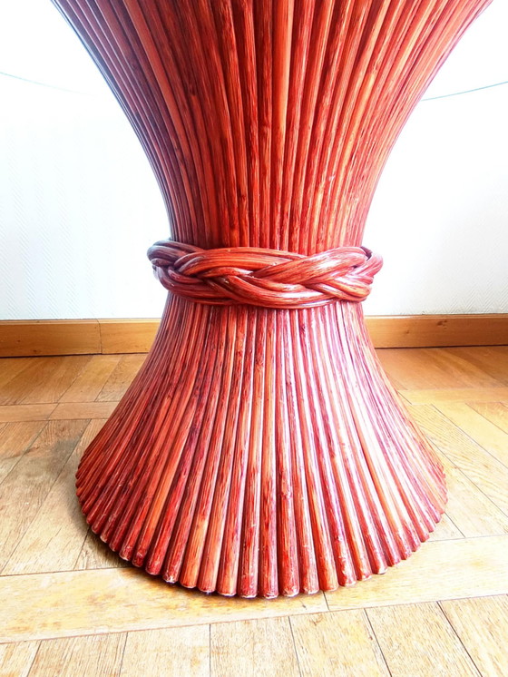 Image 1 of Maugrion for Roche Bobois, circa 1980 Table from the Le Rotin Prestige collection, wheat sheaf model.  Round table base