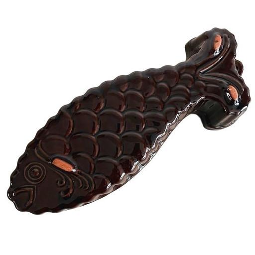 Piatto vintage a forma di pesce Scheurich Cerabac, ceramica della Germania occidentale, smalto marrone, anni '70