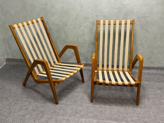 Image 1 of Coppia di Poltrone di Jan Vaněk, anni '40, Completamente Restaurate, Cecoslovacchia
