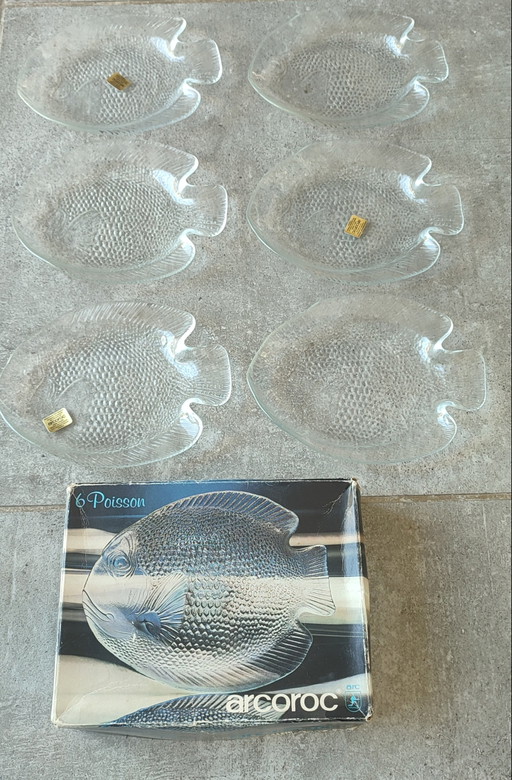 Assiettes À Poisson Arcoroc Vintage Neuves En Boîte D'Origine – servies, Glass