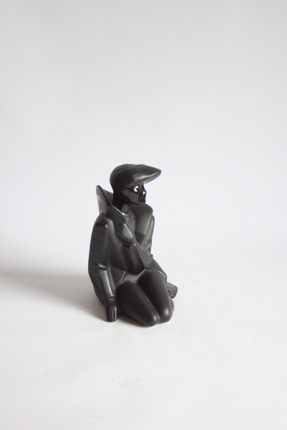 Image 1 of Statue New Wave en céramique noire, années 1980