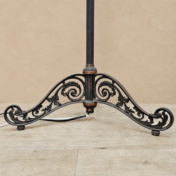 Image 1 of Lampada da terra antica americana in stile Art Nouveau con ventilatore "Luminaire" Cincinnati Victor Co