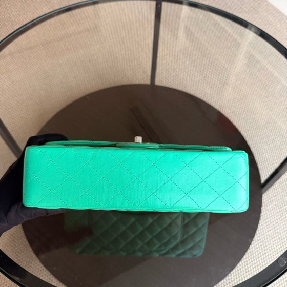 Image 1 of Chanel Classic Flap Medium - 25CM Quilted Lambskin Light Green Silver Hardware Series 16