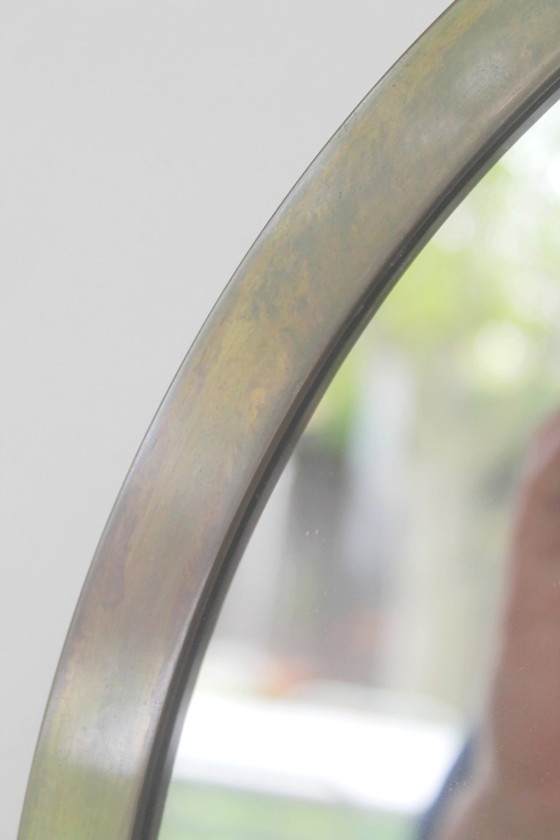 Image 1 of Specchio da parete ovale, cornice in bronzo fuso, stile vintage anni '80