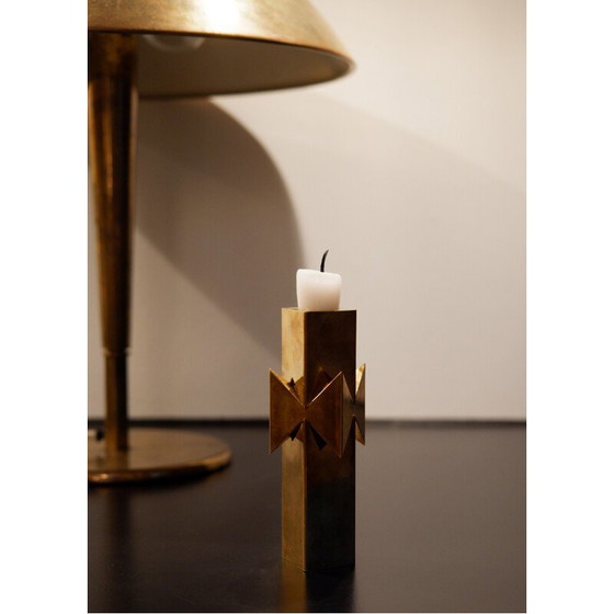 Image 1 of Vintage brass "Rosett" candlestick by Pierre Forsell for Skultuna, 1950