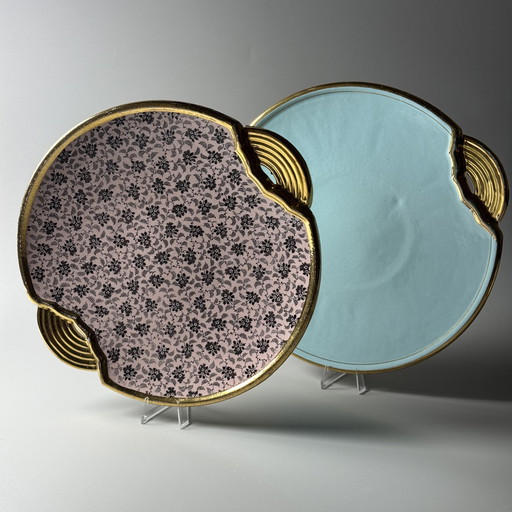 Paire d'assiettes de service Art Déco Boch Frères La Louvière – Raymond Chevalier, années 1930