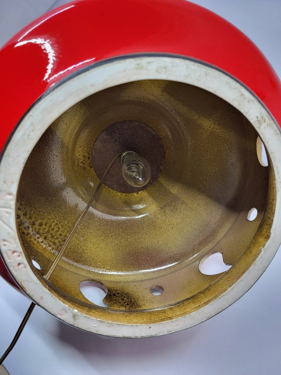 Image 1 of Lampada da terra vintage in ceramica della Germania Ovest, rossa, a doppia illuminazione, anni '70.