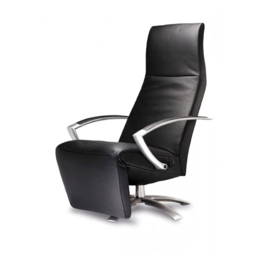Beautiful Zgan Cavila Black Leather Jori Swivel Chair, Model Brainbuilder