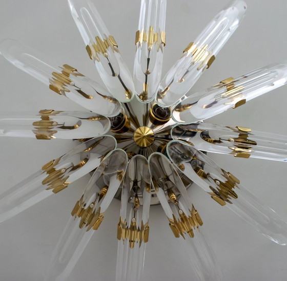Image 1 of Stilkronen Mid-Century Modern Italian Crystal and Brass Wall Lamp, 1975