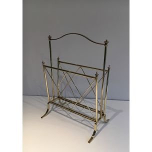 Vintage Neoclassical brass magazine rack, 1940