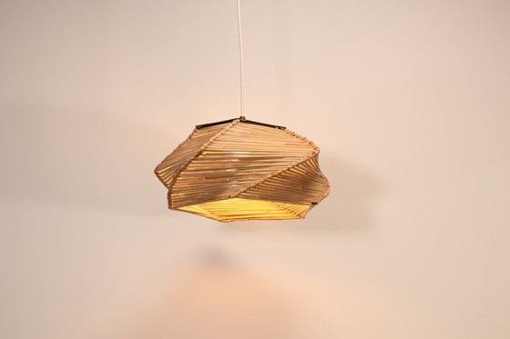Image 1 of Vintage hanglamp gemaakt van gedraaid papier uit de jaren 60