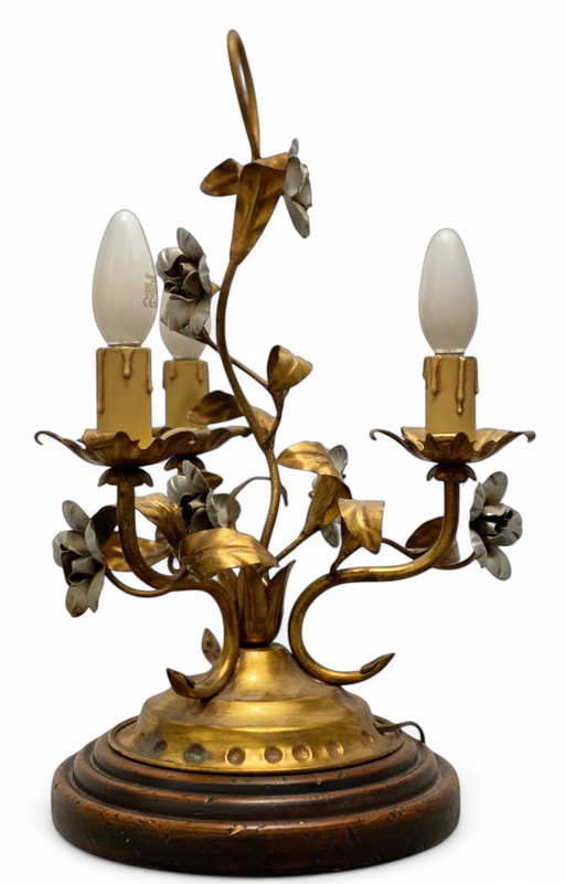 Lampe vintage florentine Rivolta Paralumi Milano – métal doré & argenté – Italie